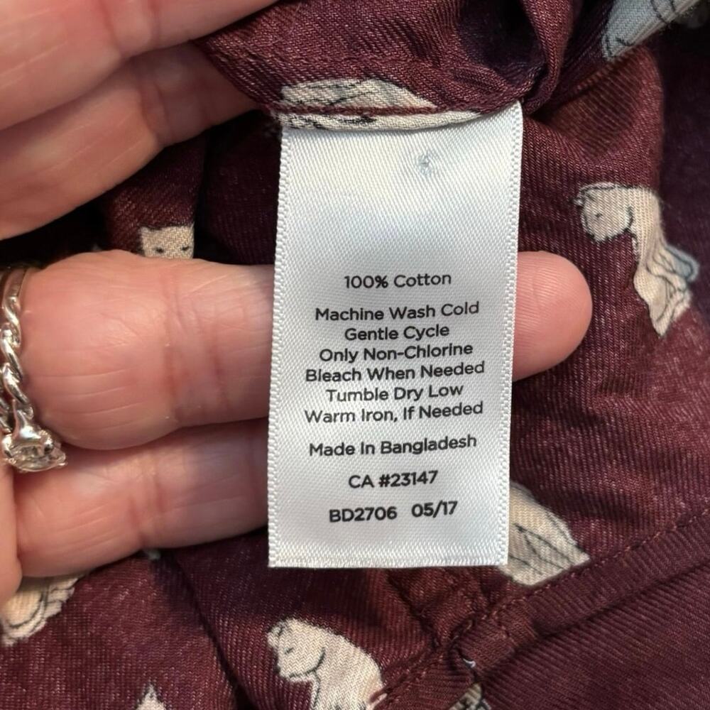 Talbots Size LP PL Large Petite Button Up Top Blouse Novelty Cat Print Cotton - Picture 4 of 4